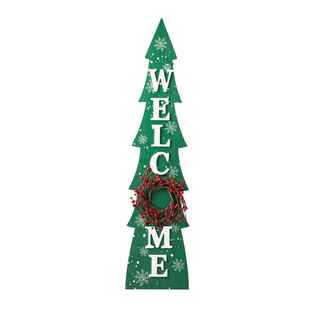 42 in. H Christmas Wooden WelcomeChristmas Tree Porch Sign - Hercitys