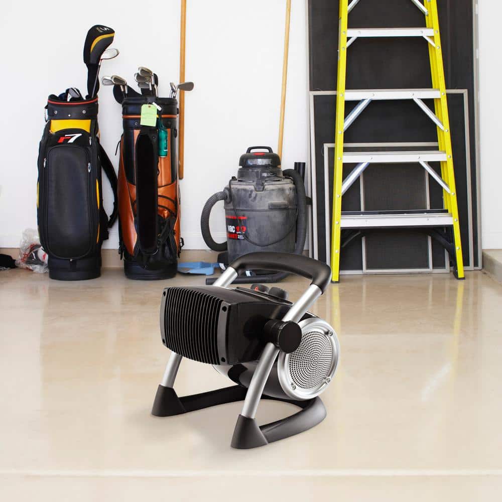 1500W 11.75 in. Black Electric Utility Ceramic Space Heater with Pivoting Head, 2 Heat Settings and Fan Only Mode - Hercitys