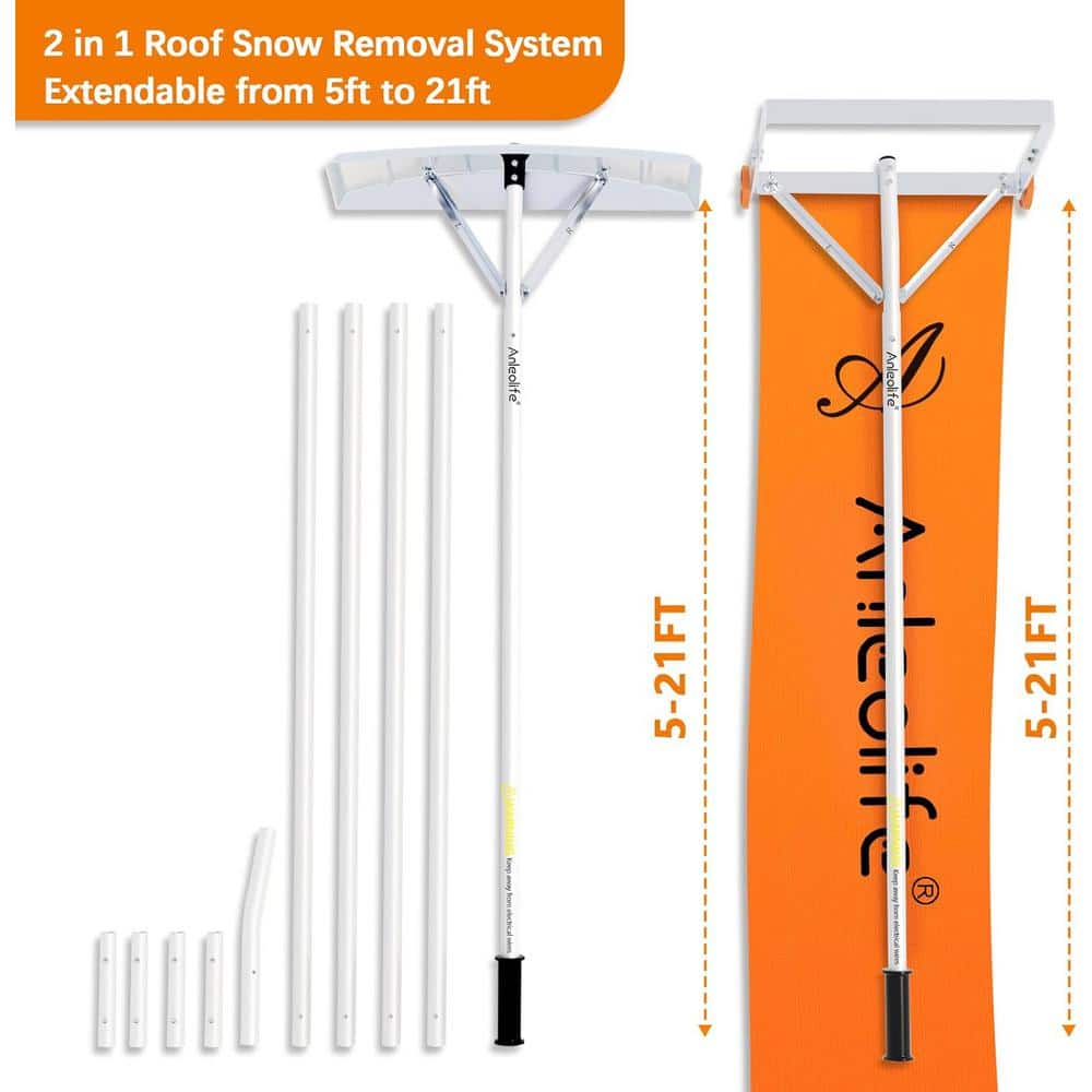 2 in 1-Combo Pack 252 in. Aluminum Telescoping Handle Roof Rake Snow Removal System - Hercitys