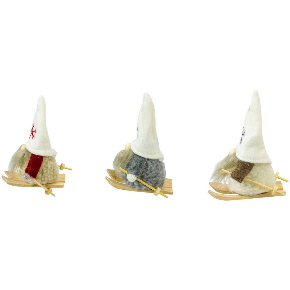 4.5 in. White Skiing Christmas Gnome Ornaments (Set of 3) - Hercitys