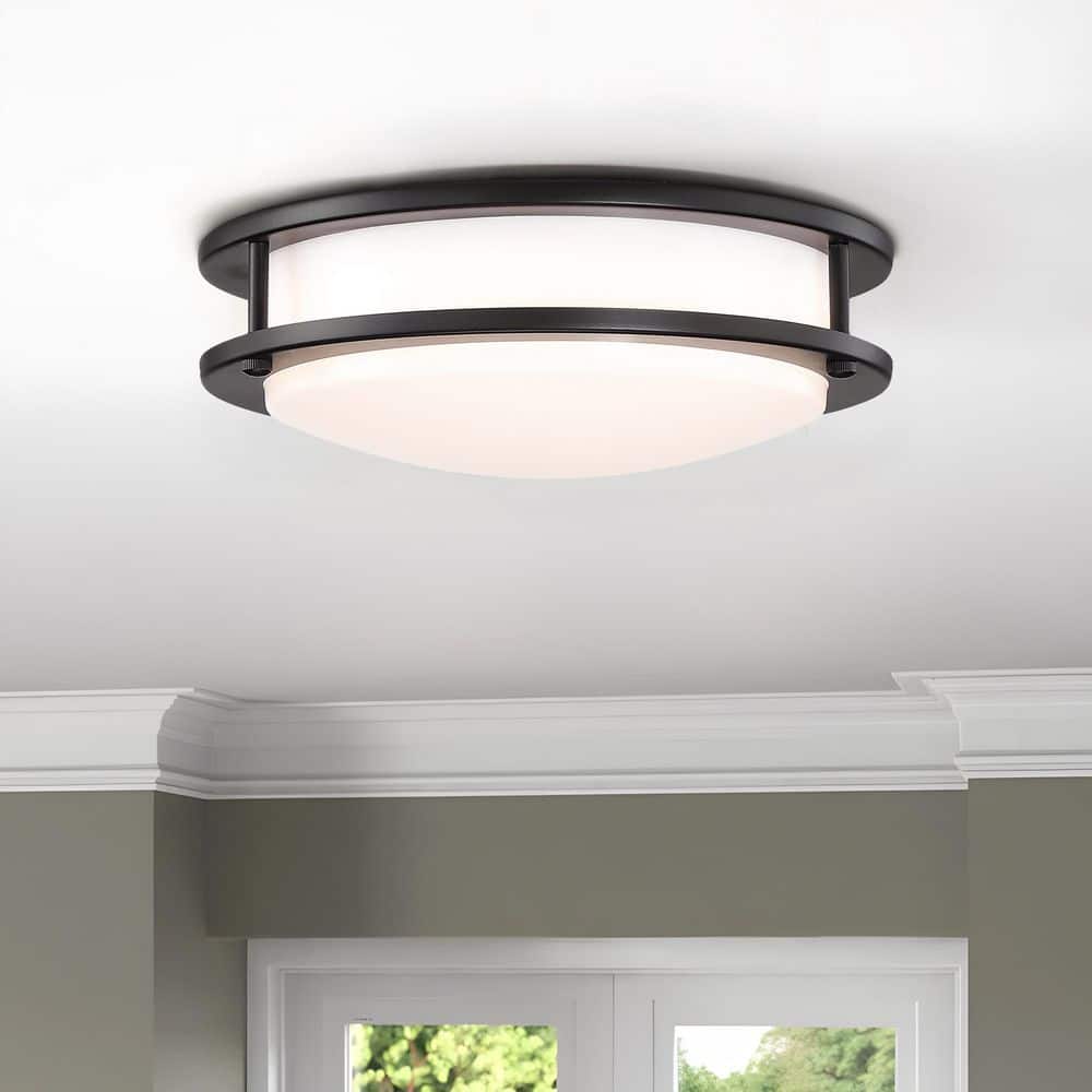 11 in. Modern Bronze 5CCT LED Integrated Flush Mount Fixture with Shade - Hercitys