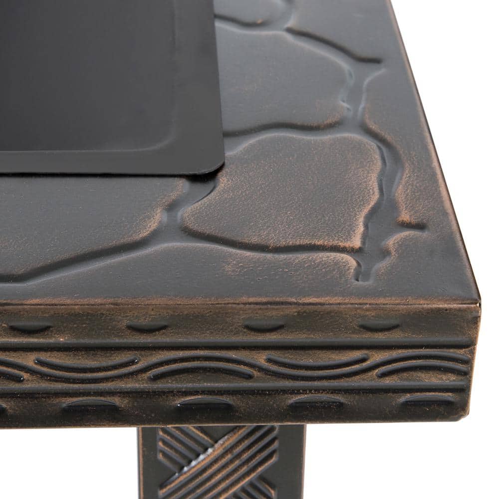 26 in. Steel Square Woven Fire Pit with Cover - Hercitys