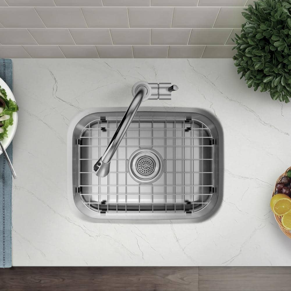 23 in. Undermount Single Bowl 18-Gauge Stainless Steel Kitchen Sink with Bottom Grid - Hercitys