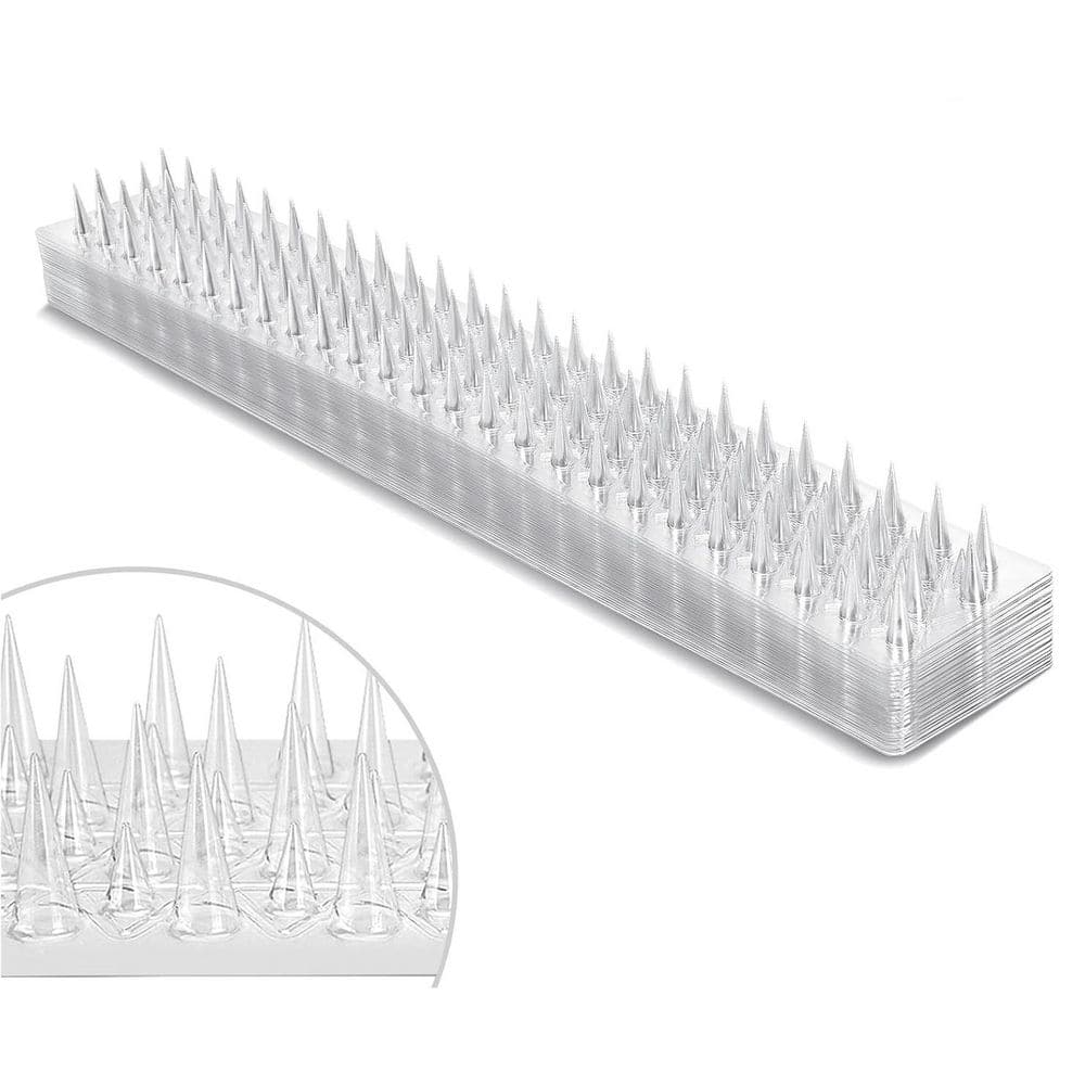 18 in. x 3 in. Clear PVC Bird Spikes Advanced Dual-Length Spikes for Narrow Landing Gaps & Precision Deterrence 36-Pack - Hercitys