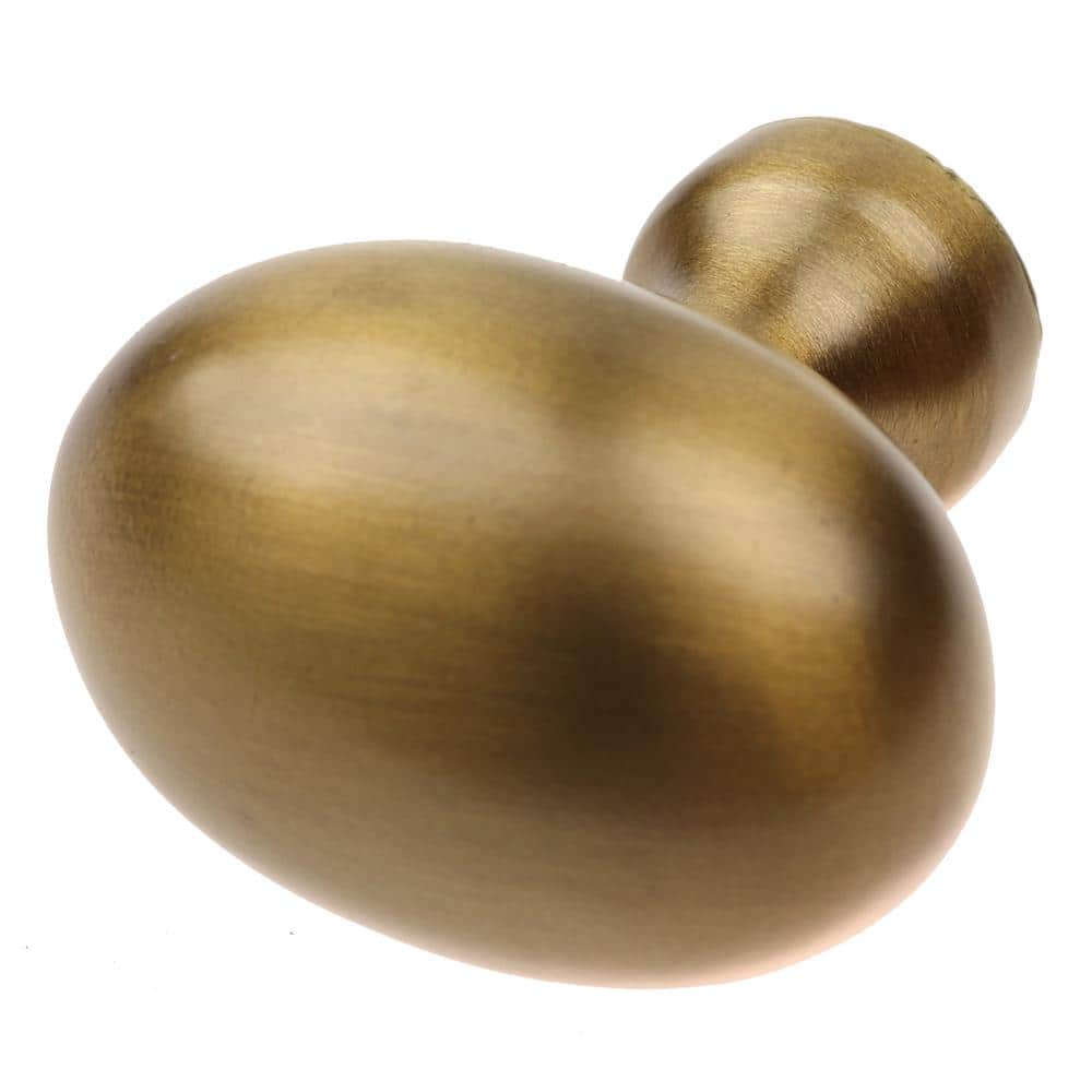 1-1/8 in. Dia Satin Gold Classic Oval Cabinet Knob (10-Pack) - Hercitys