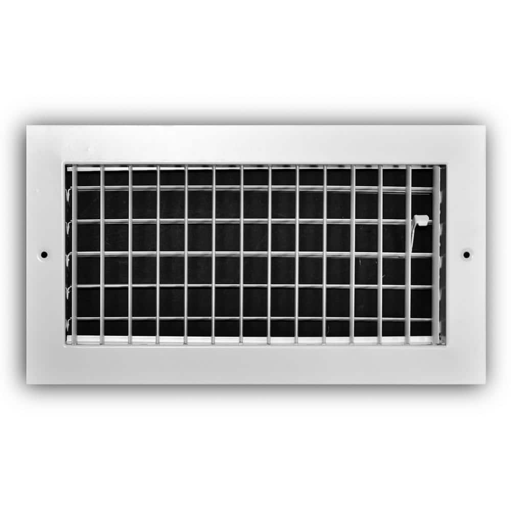 12 in. x 6 in. 1-Way Aluminum Adjustable Wall/Ceiling Register in White - Hercitys