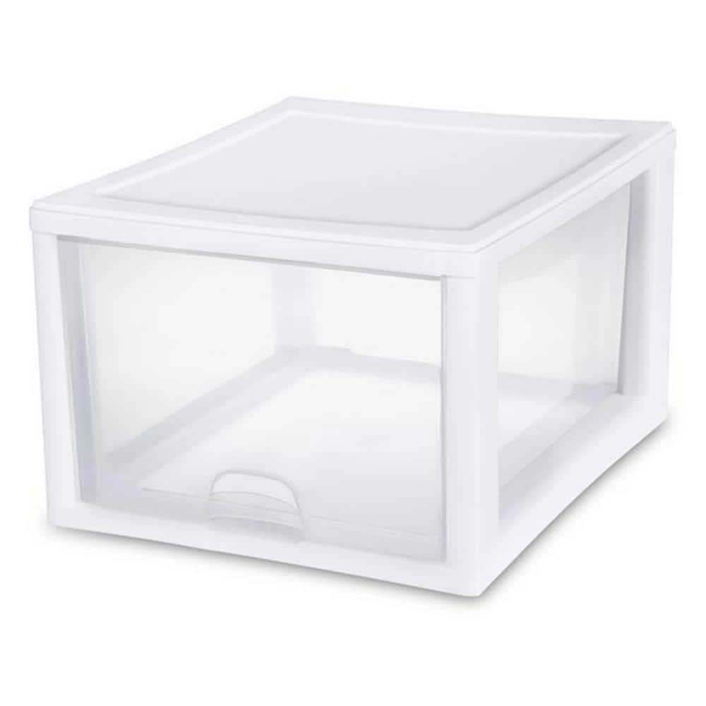 27 qt. Plastic Modular Stacking Storage Drawer Container in Clear, 4 Pack - Hercitys