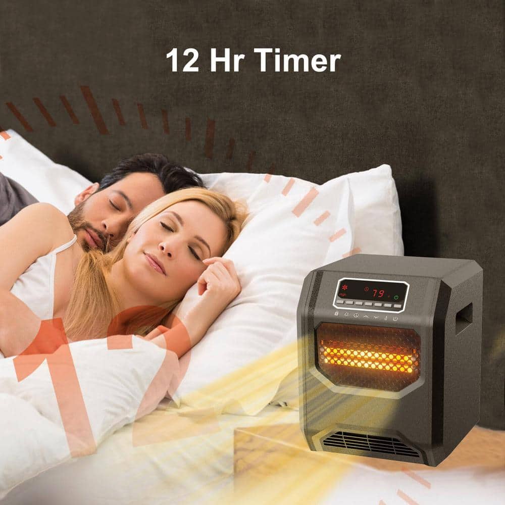 1500-Watt Electric 6 Element Compact Infrared Radiant Space Heater Electric in Black - Hercitys