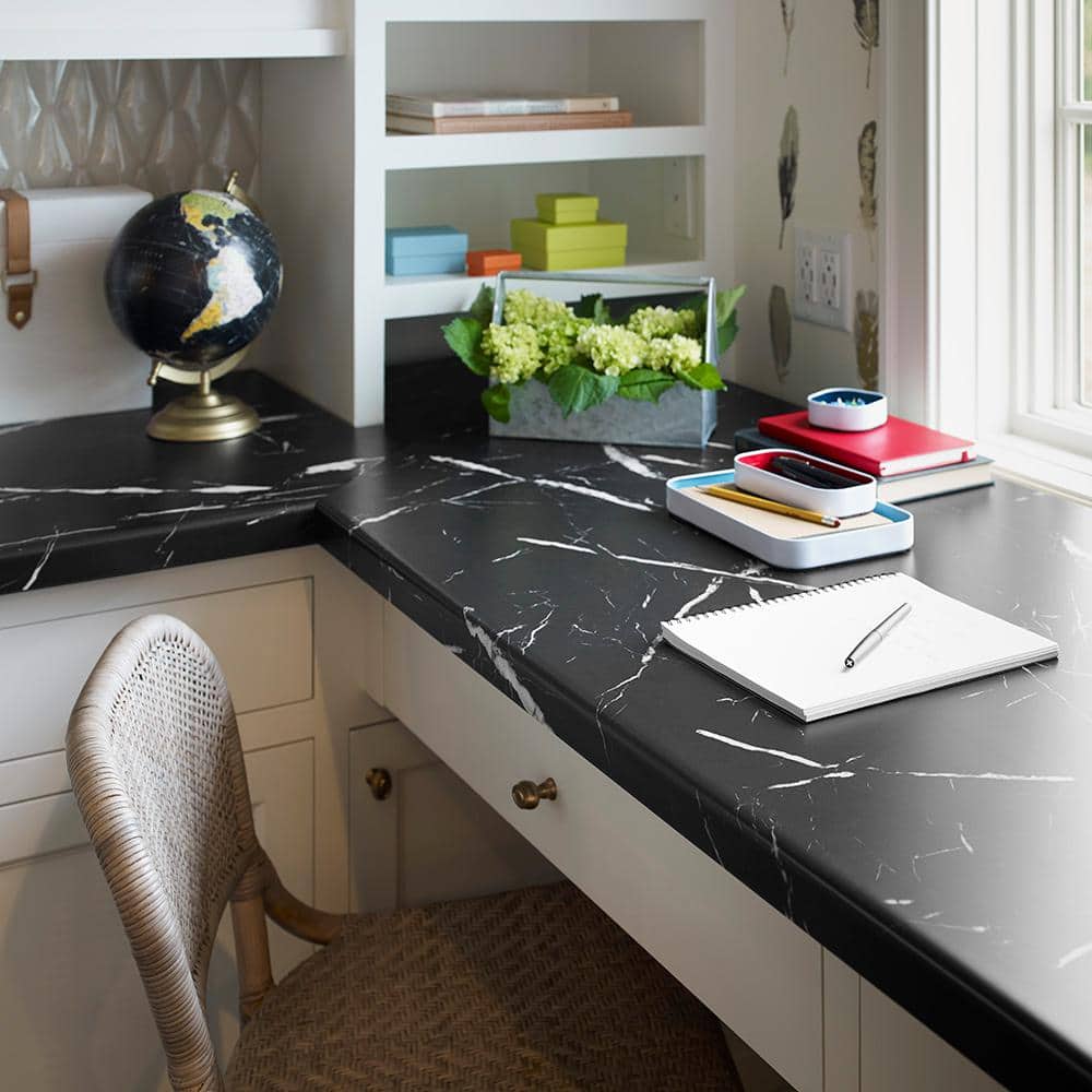 4 ft. x 8 ft. Laminate Sheet in 180fx Nero Marquina with SatinTouch Finish - Hercitys