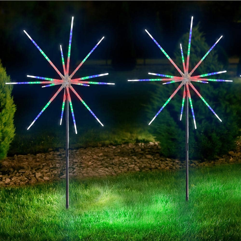 22 in. Sparkler LED Multi-Color Garden Light with Hanging Hooks Plus Ground Stakes Plus Remote Control - Hercitys