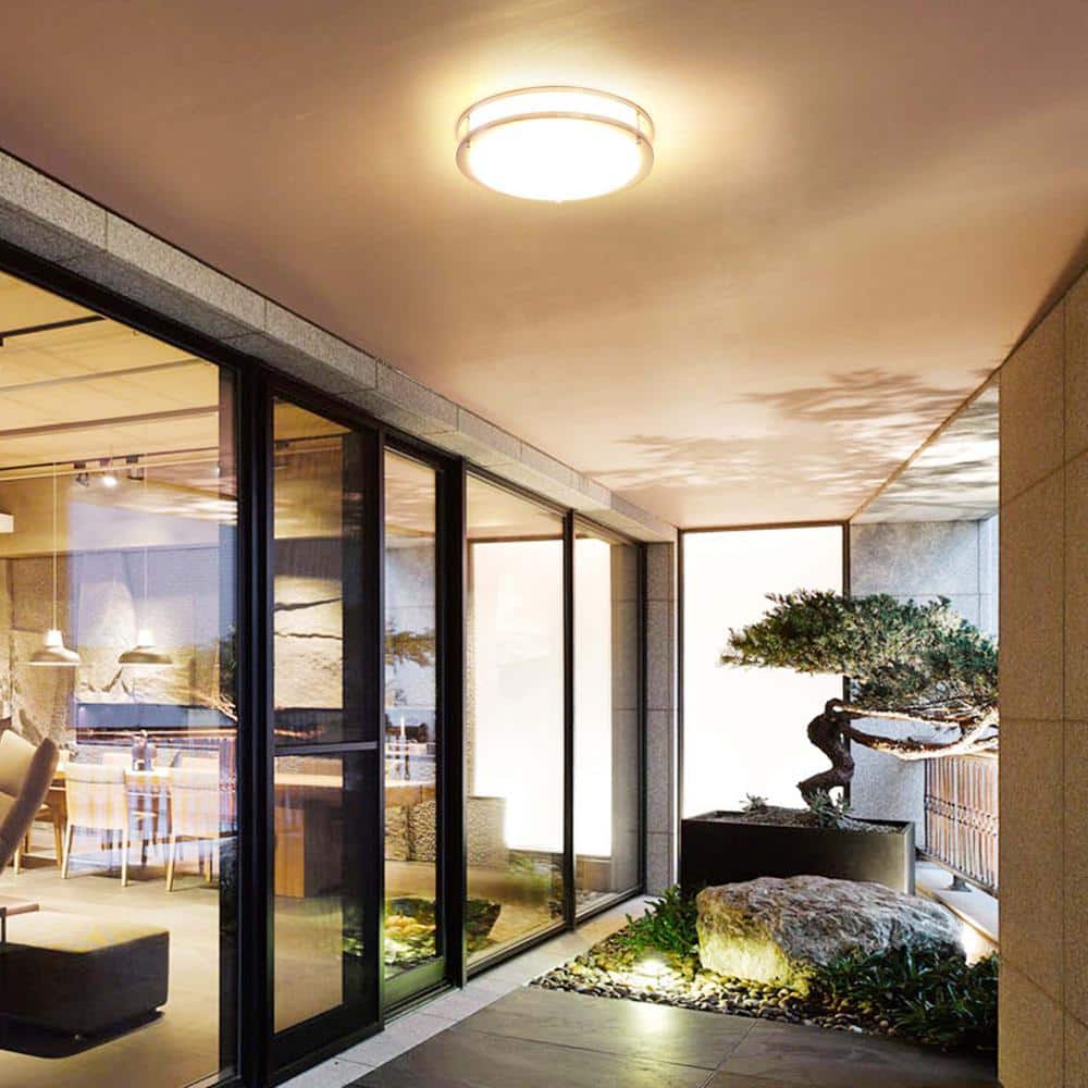 14 in. Silver Dimmable CCT Integrated LED Flush Mount Ceiling Light Fixture - Hercitys