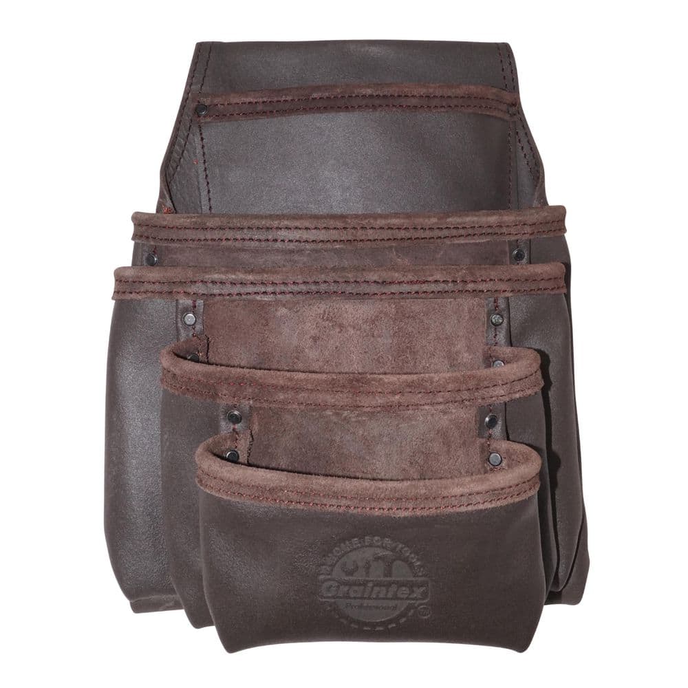 5-Pocket Top Grain Oil Tanned Leather Nail and Tool Pouch - Hercitys
