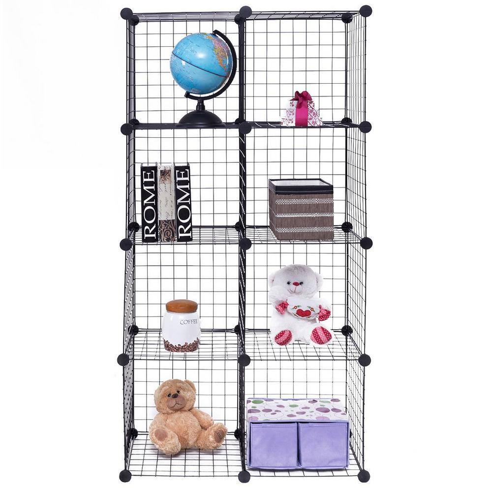 14 in. W x 14 in. H x 14 in. D Black DIY 8 Cube Grid Wire Cube Shelves Shelving Unit - Hercitys