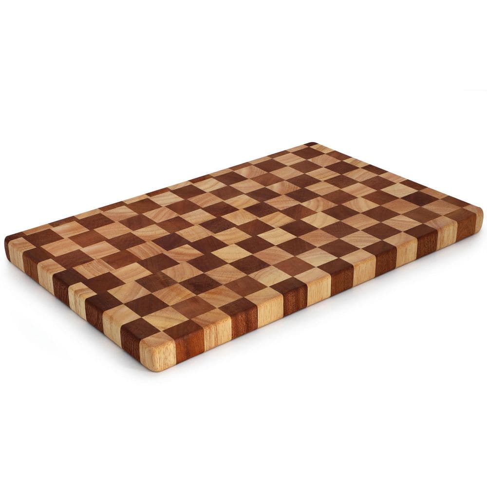 16×10 Checkerboard Acacia Wood and Rubber Wood Cutting Board Butcher Block - Hercitys