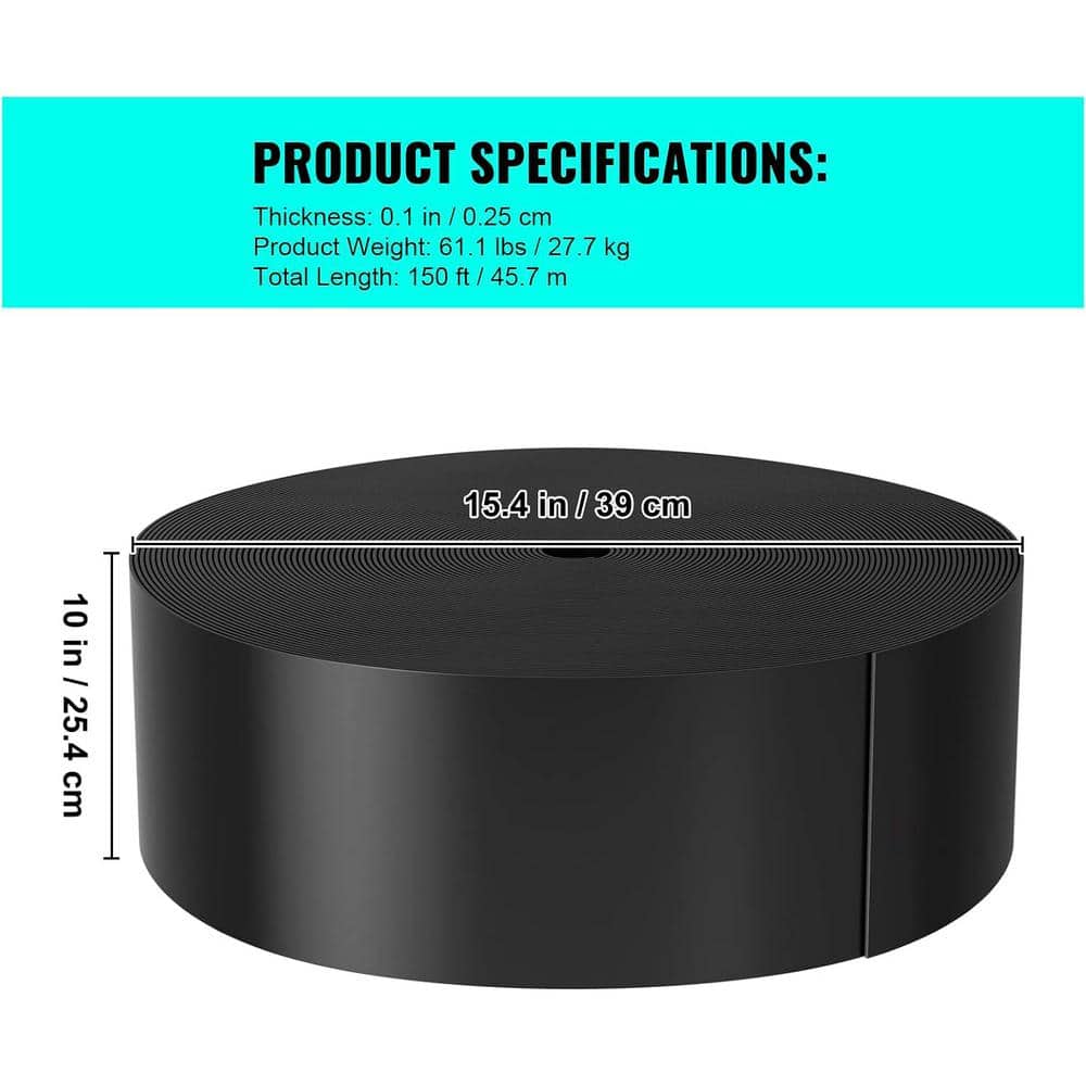 10 in. W x 150 ft. L Black Recycled Flexible HDPE Coiled Terrace Board Landscape Edging Against Invading Weeds - Hercitys