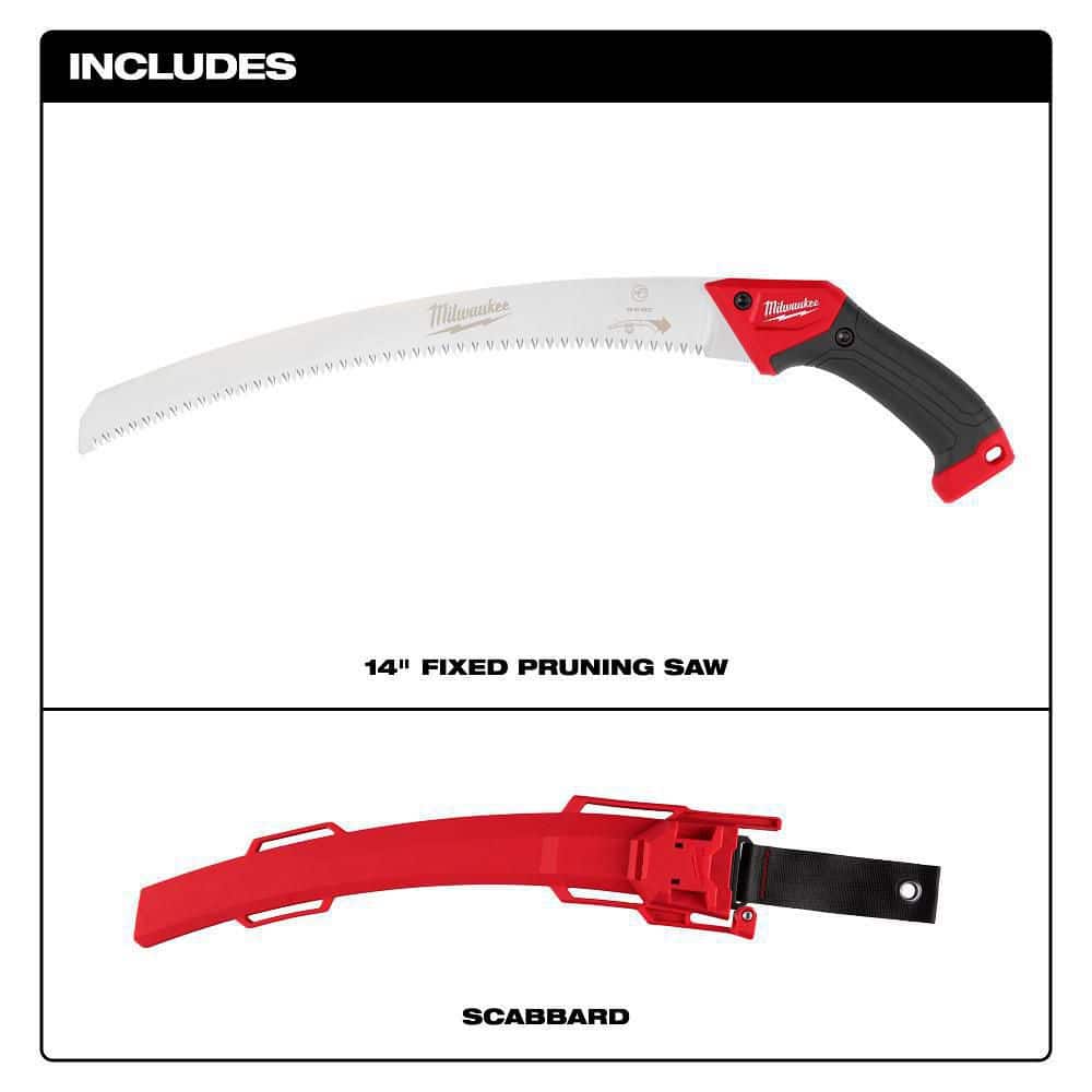 14 in. High Carbon Steel Blade Fixed Pruning Saw with Ergonomic Handle and Reversible Scabbard - Hercitys