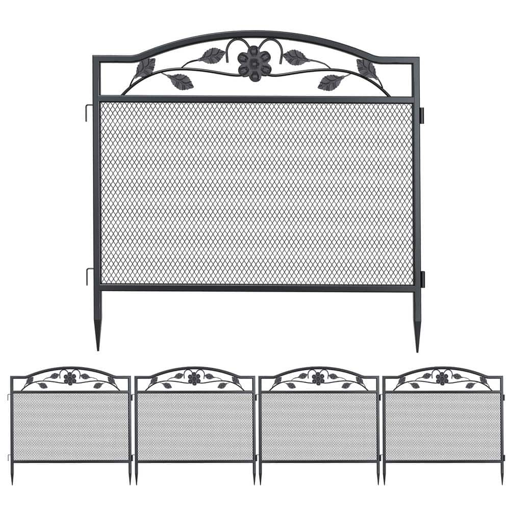 31.5 in. Metal Garden Fence Decorative Fencing Panels for Outdoor (5-Pack) - Hercitys