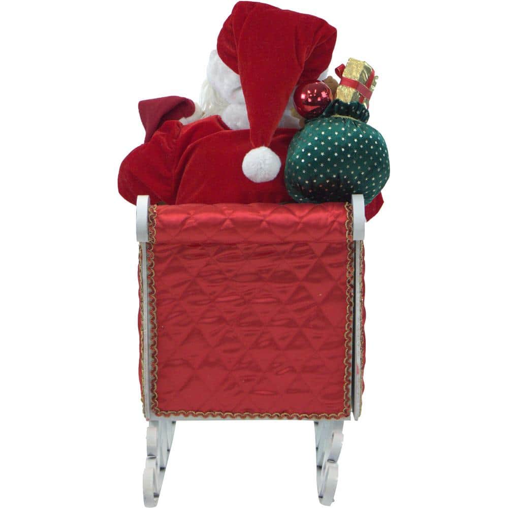 28 in. Christmas Animated Santa Claus in Sleigh with Music, Lights and Motion - Hercitys