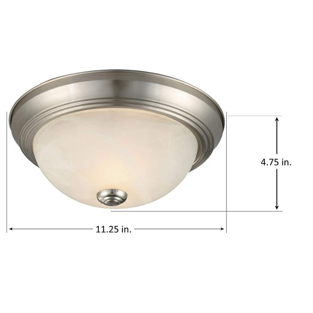 11-1/4 in. 2-Light Satin Nickel Flush Mount (2-Pack) - Hercitys
