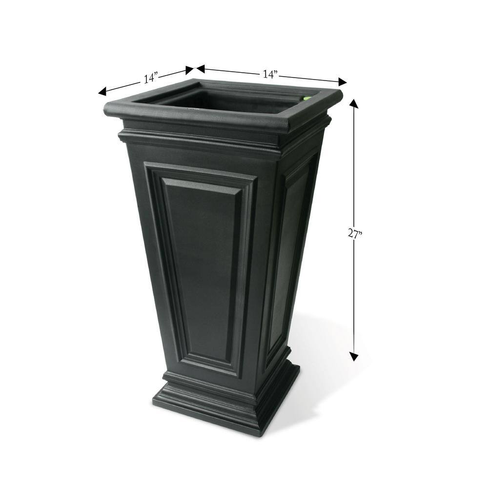27 in. H x 14 in. W Black Covington Plastic Self-Watering Planter with Tall Square Taper - Hercitys