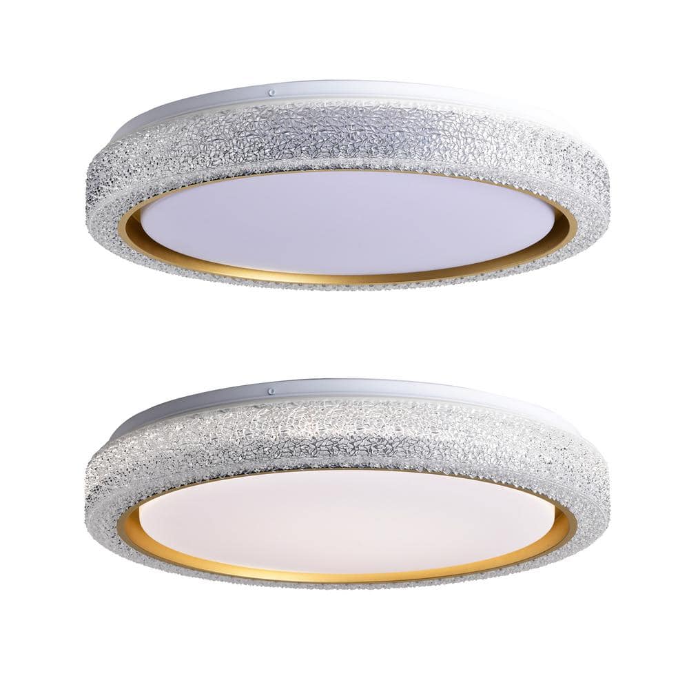 19.69 in. 1-Light White Selectable LED 36-Watt 5 CCT Flush Mount Ceiling Light - Hercitys