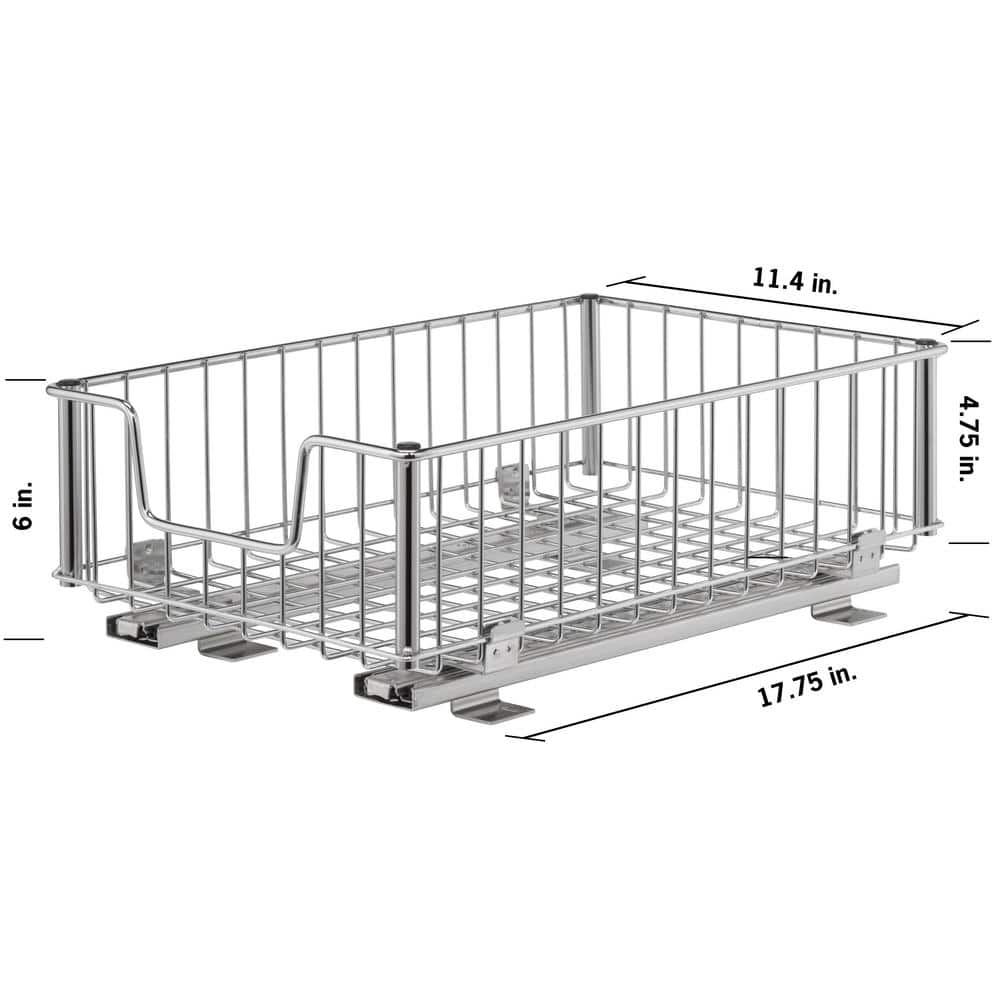 11.5 in. W x 17.75 in. D x 6.25 in. H Chrome Wire in Cabinet Pull-Out Bottom Mount Wire Drawer - Hercitys