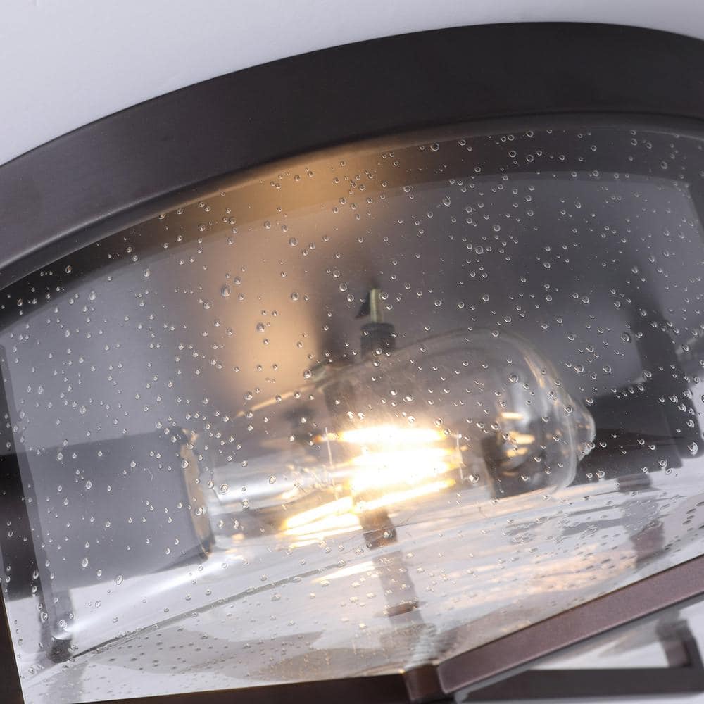 11.8 in. 2-Light Farmhouse Flush Mount Ceiling Light Fixture with Seeded Glass Shade - Hercitys