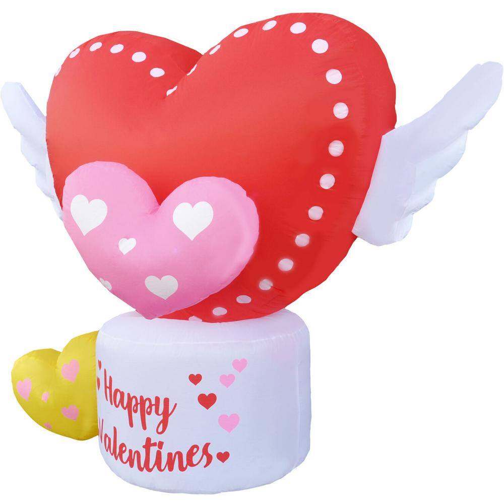 5 ft. Light Up Valentine’s Day Flying Hearts with Wings Inflatable - Hercitys
