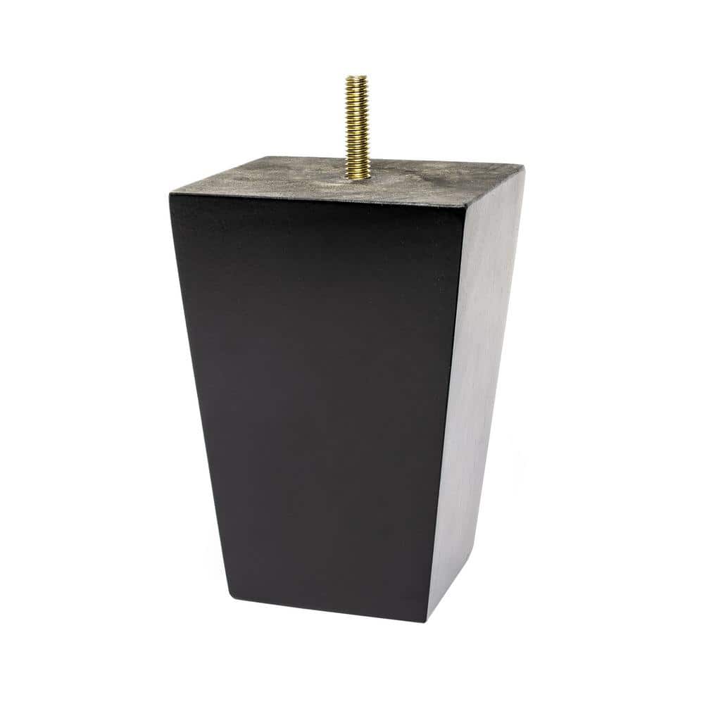 5 in. x 3-3/4 in. Stained Espresso Solid Hardwood Square Bun Foot (4-Pack) - Hercitys