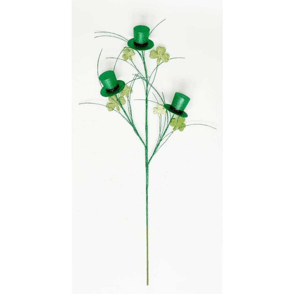 31 in. Glittered St. Patrick’s Day Shamrock and Hat Spray, (Set of 3) - Hercitys
