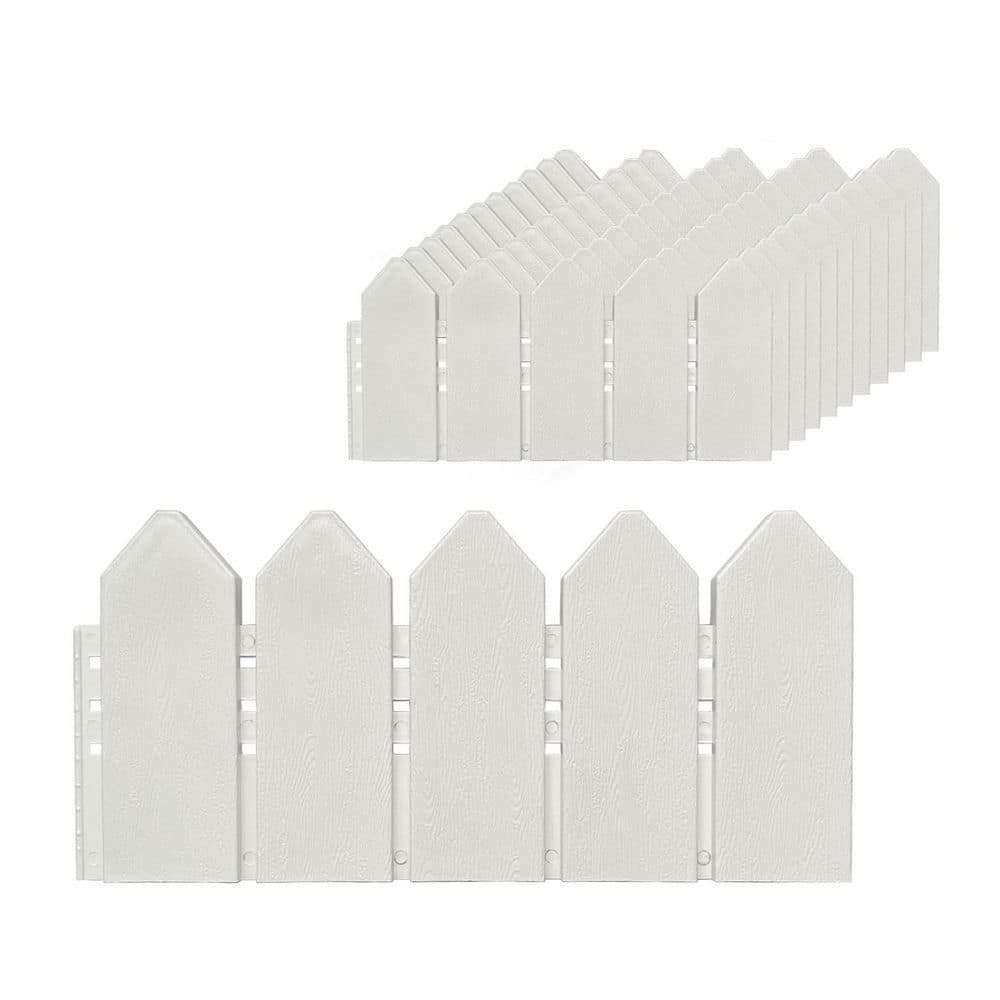 14 ft. x 6.7 in. White Decorative Double-Sided Plastic Landscape Edging Kit with 30-Anchoring Spikes - Hercitys