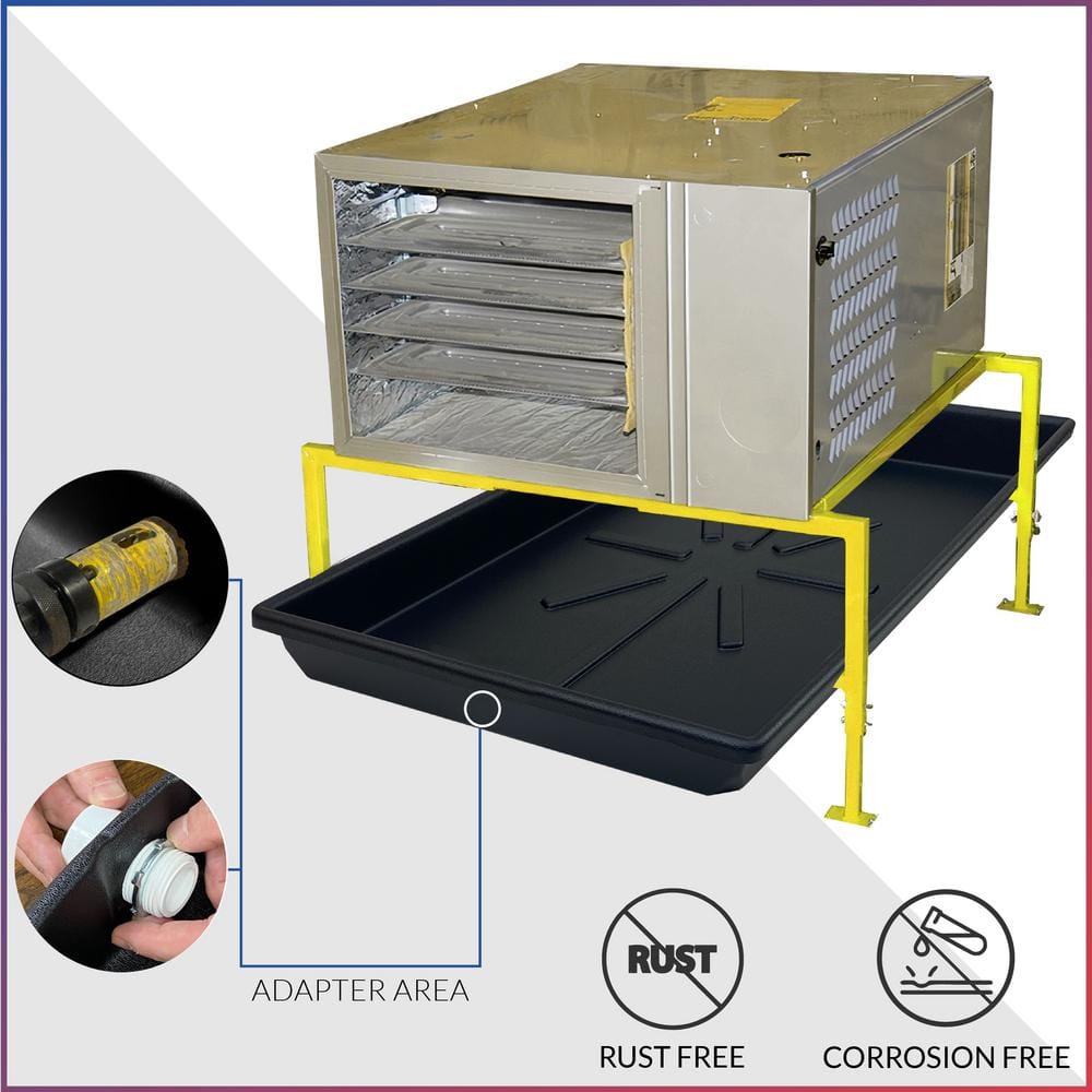 36 in. x 23 in. Heavy-Duty HDPE HVAC Condensate Drain Pan with Drain Hose Adapter - Hercitys