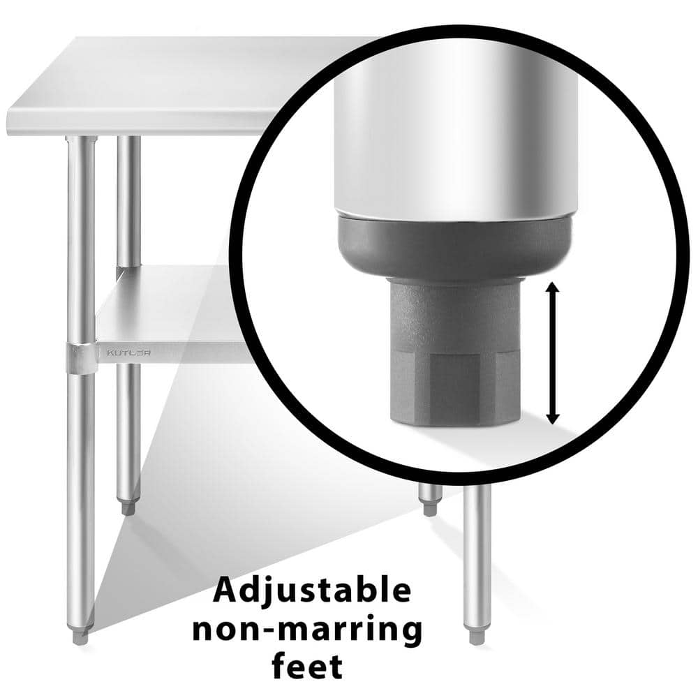 24 in. x 36 in. Stainless Steel Kitchen Prep Table with Bottom Shelf - Hercitys