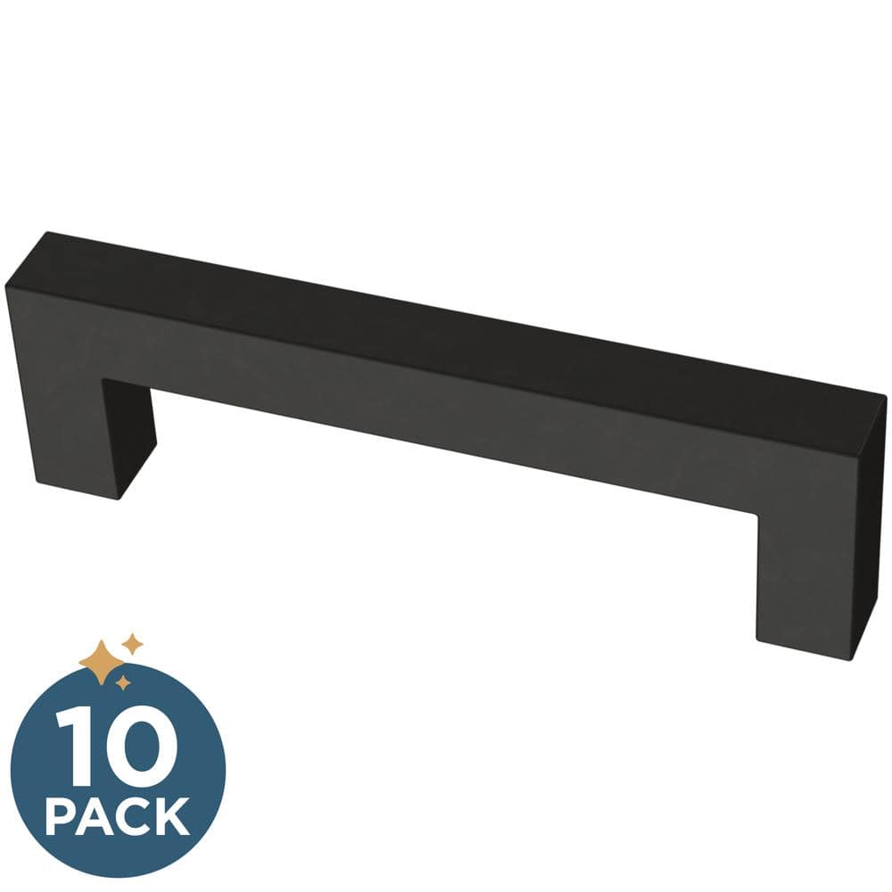 10-Pack Simple Modern Square 3-3/4 in. (96 mm) Modern Matte Black Cabinet Drawer Pulls - Hercitys