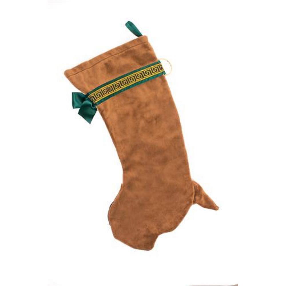 22 in. Boxer Dog Faux Fur Christmas Stocking - Hercitys