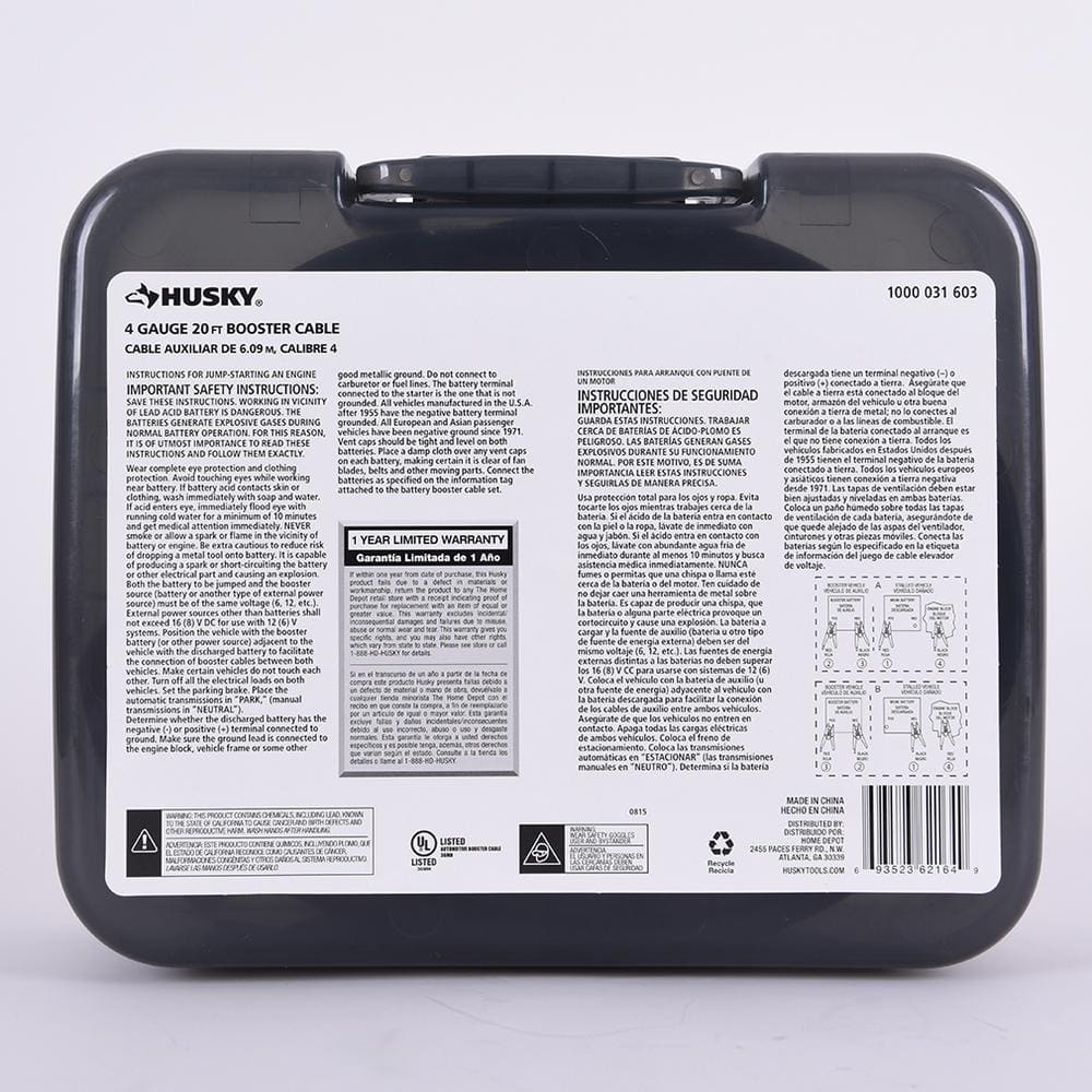 20 ft. 4-Gauge UL Booster Cable - Hercitys