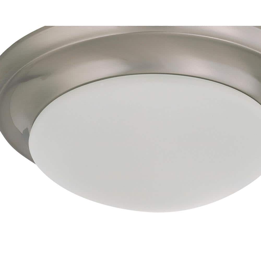 1-Light Brushed Nickel Flush Mount with Frosted White Glass - Hercitys