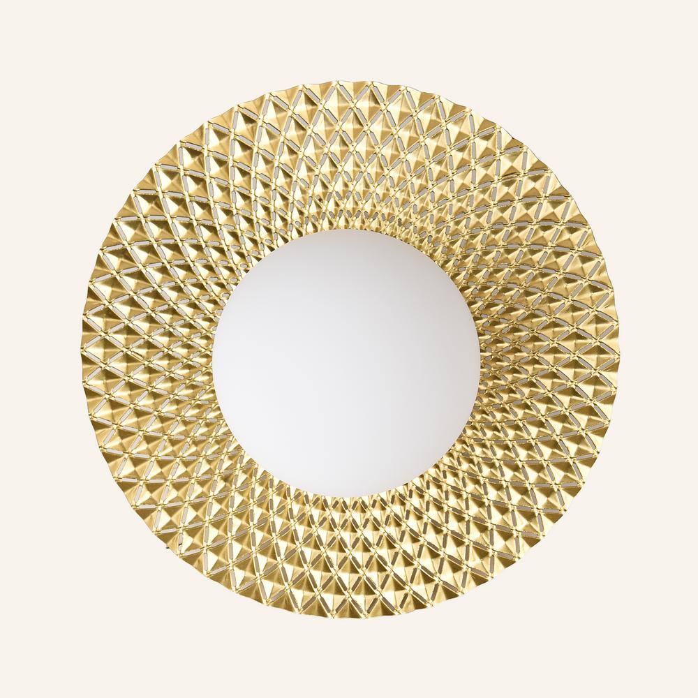 12.6 in. 1-Light Golden Diffuser Semi-Flush Mount Ceiling Light with Metal Pleated Shade and White Glass Shade - Hercitys