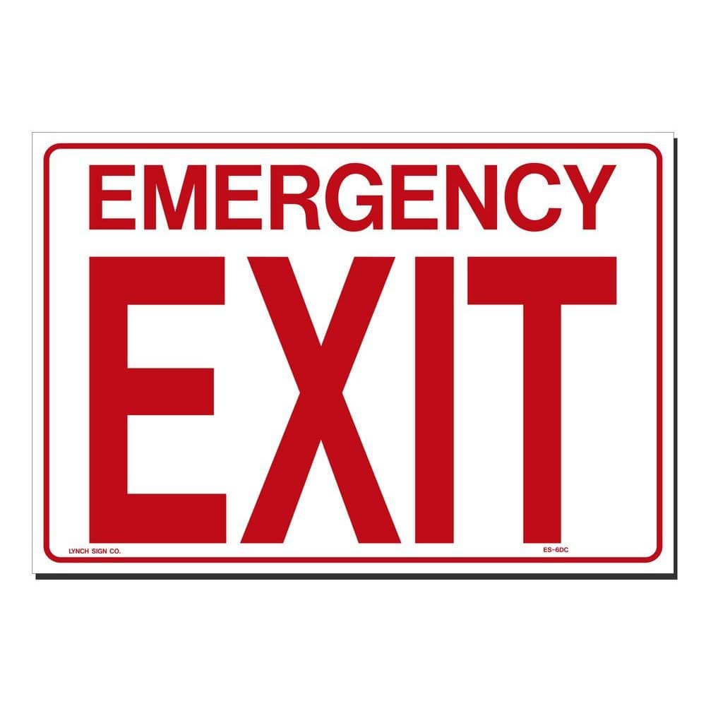 14 in. x 10 in. Decal Red on White Sticker Emergency Exit - Hercitys