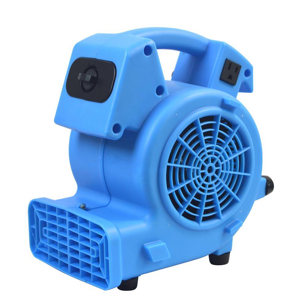 11 in. 1/8 HP 3-Speed Blower Fan in Blue with Daisy Chain Capability, Stackable - Hercitys