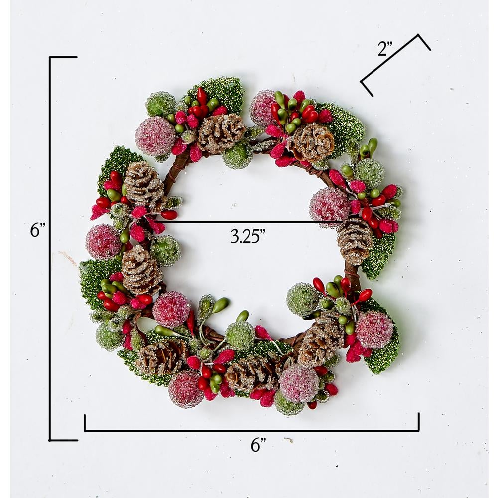 3.25″ FROSTED BERRY & CONE CANDLE RING (Set of 2) - Hercitys