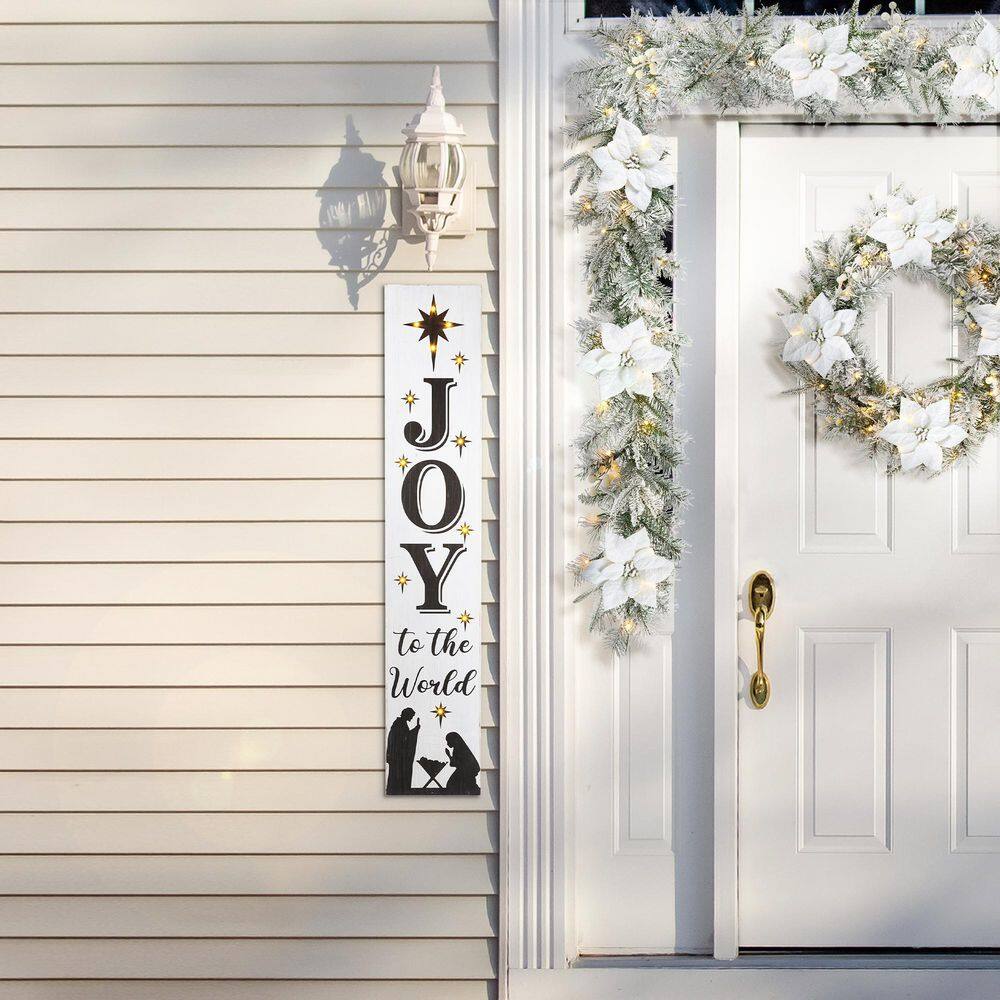 42 in. H Wooden Nativity Porch Sign Lighted - Hercitys