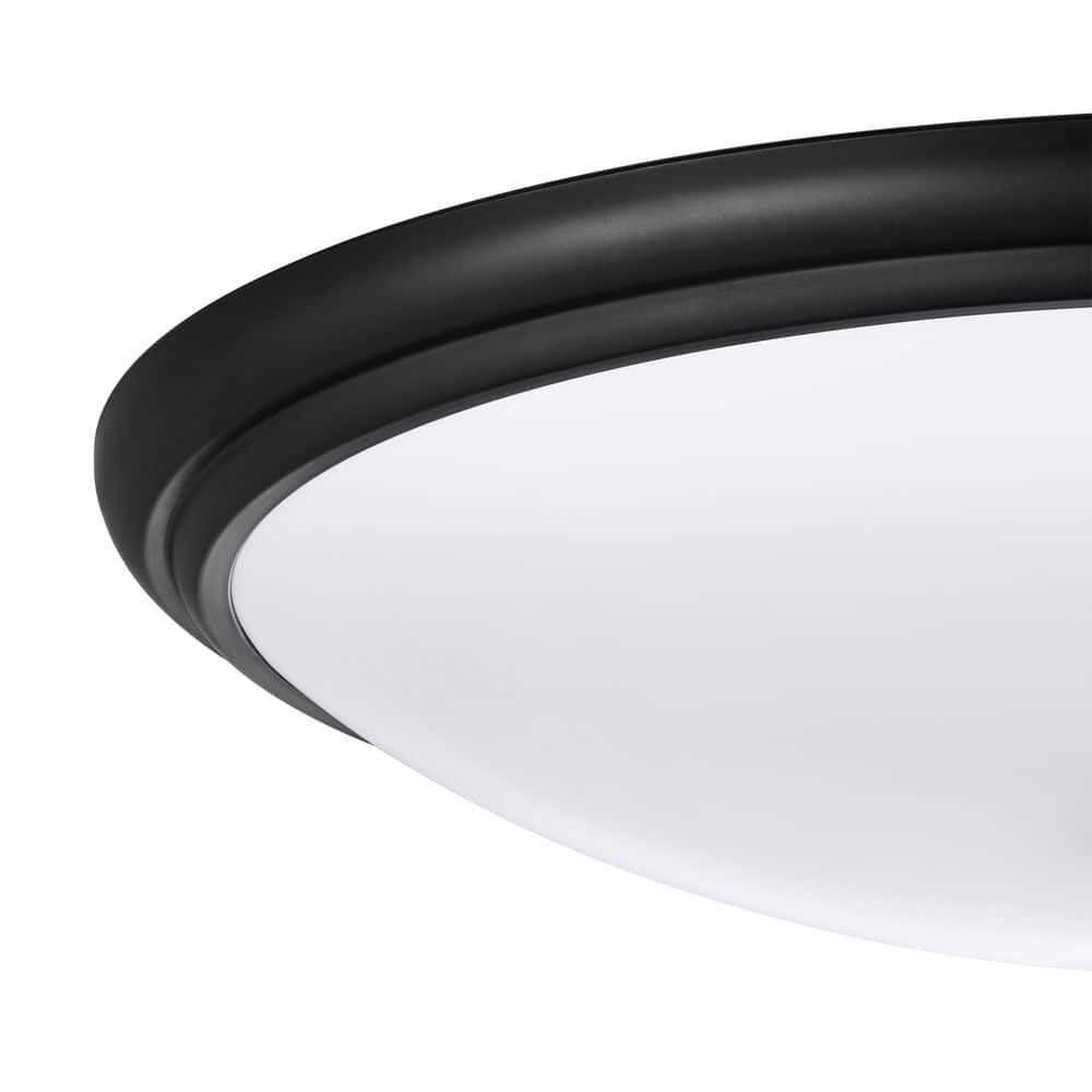 12 in. Light Matte Black and White Adjustable CCT Integrated LED Ceiling Flush Mount Fixture with Interchangeable Trim - Hercitys