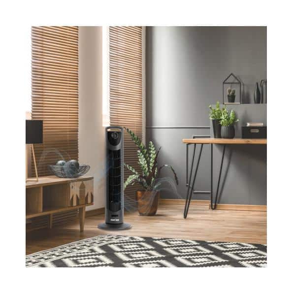 30 in. 3-Fan Speeds Tower Fan in Black with Oscillation Function - Hercitys