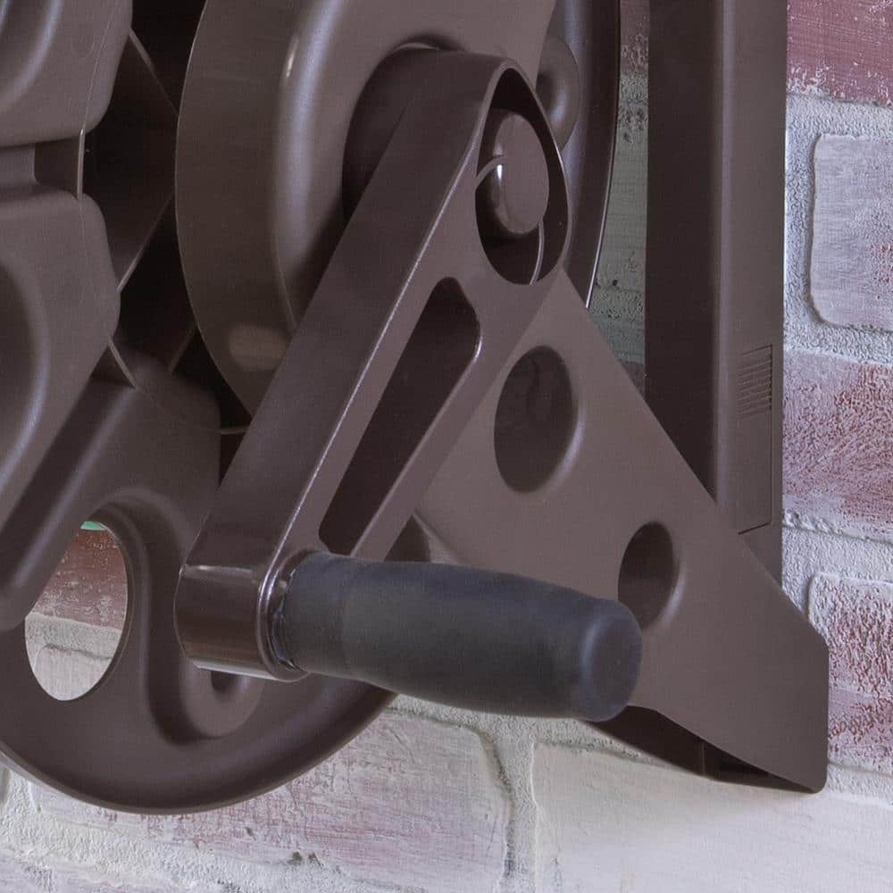 200 ft.  Bronze Resin With Shelf Wall Mounted Garden Hose Reel - Hercitys