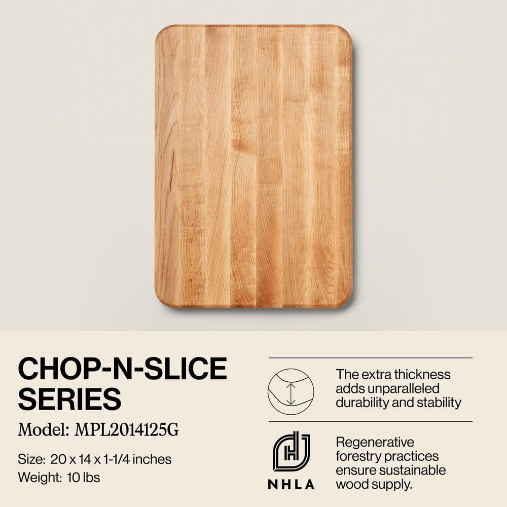 20 in. x 14 in. Rectangular Wooden Edge Grain Cutting Board - Hercitys