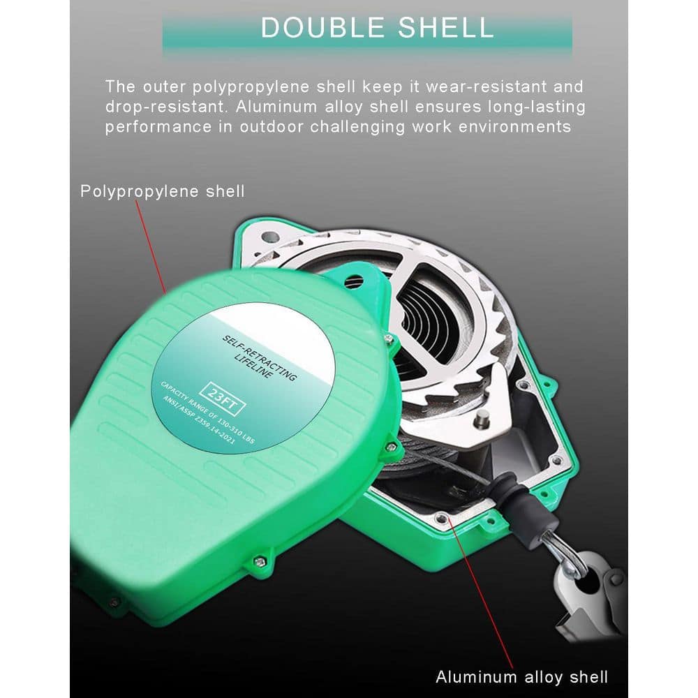 23 ft. Self Retracting Lifeline with Quick Brake Fall Protection System and Durable Double Shell - Hercitys