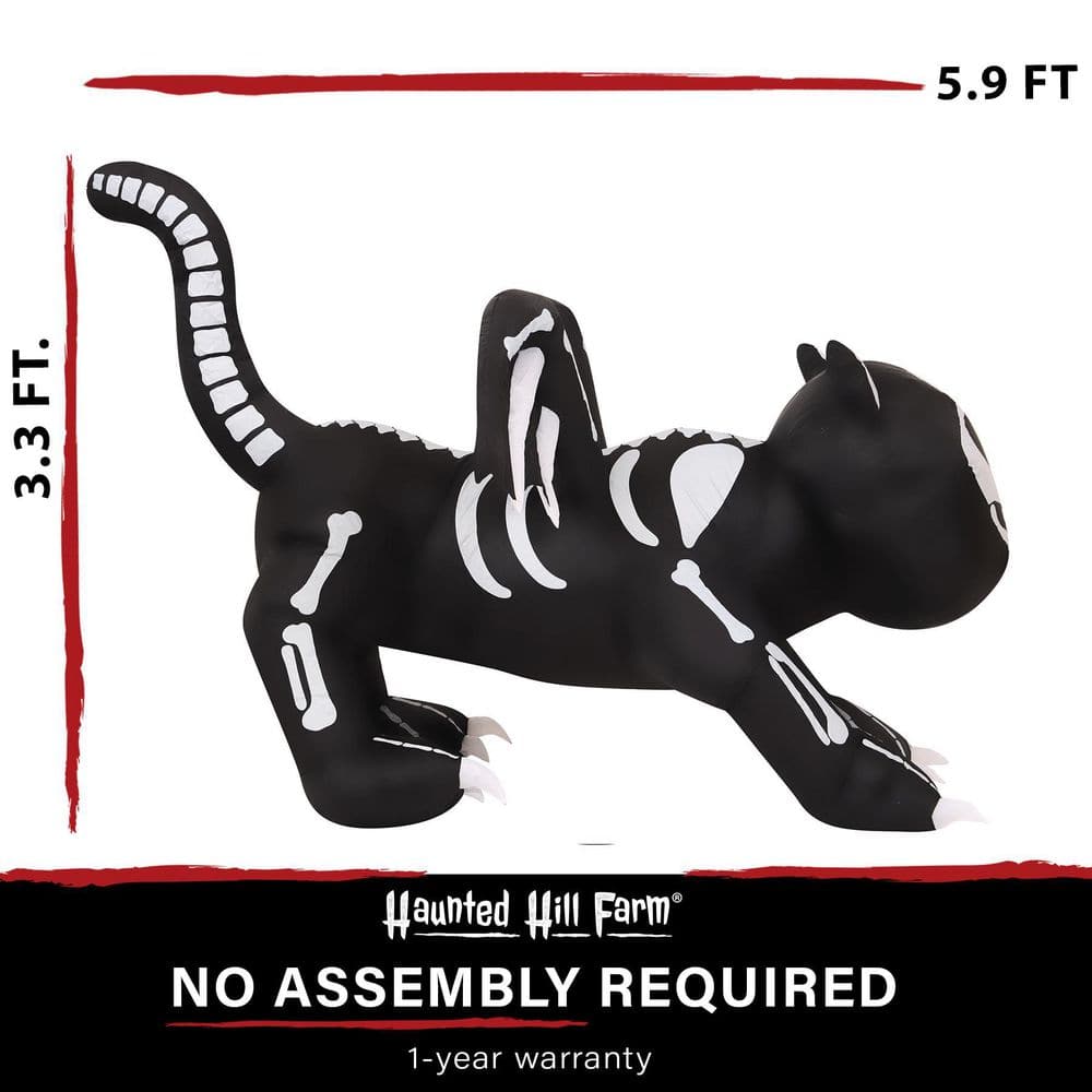 5.9 ft. Long Inflatable Pre-Lit Skeleton Cat - Hercitys