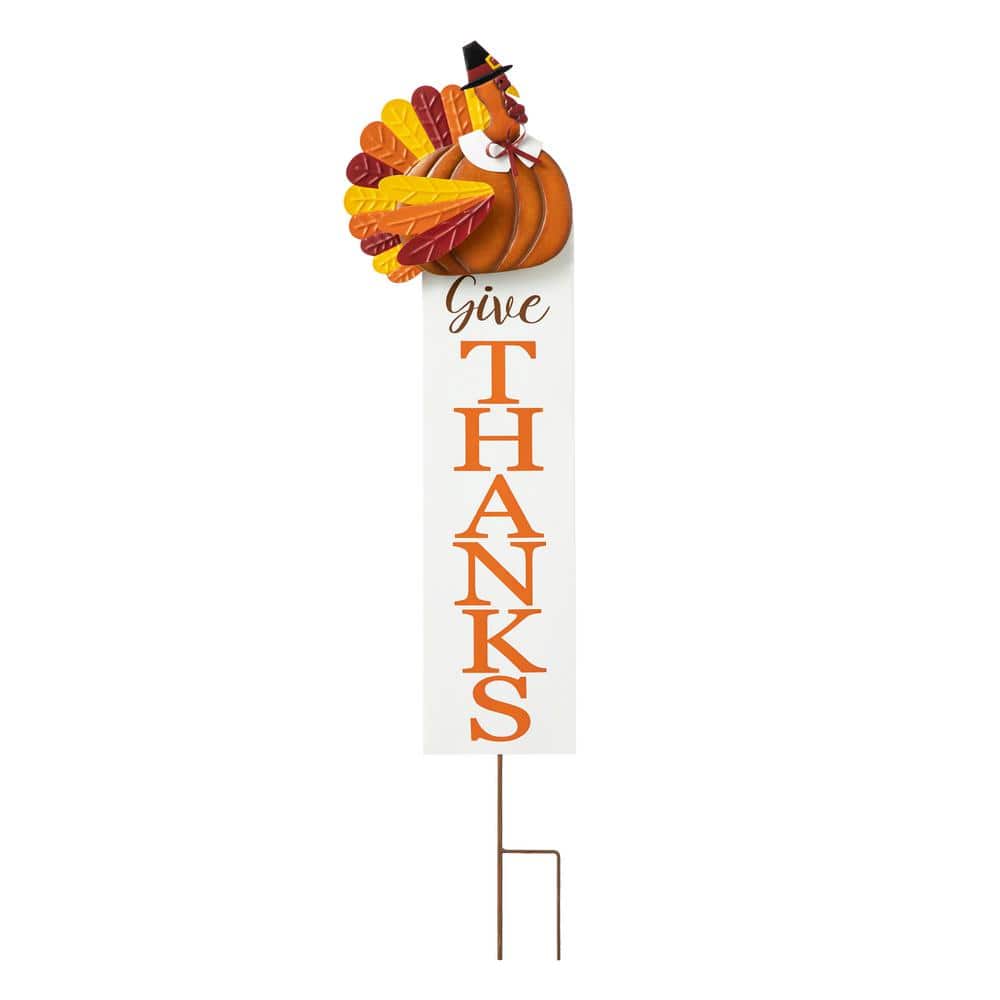 36 in. H Thanksgiving Metal Turkey “Give Thanks” Yard Stake - Hercitys