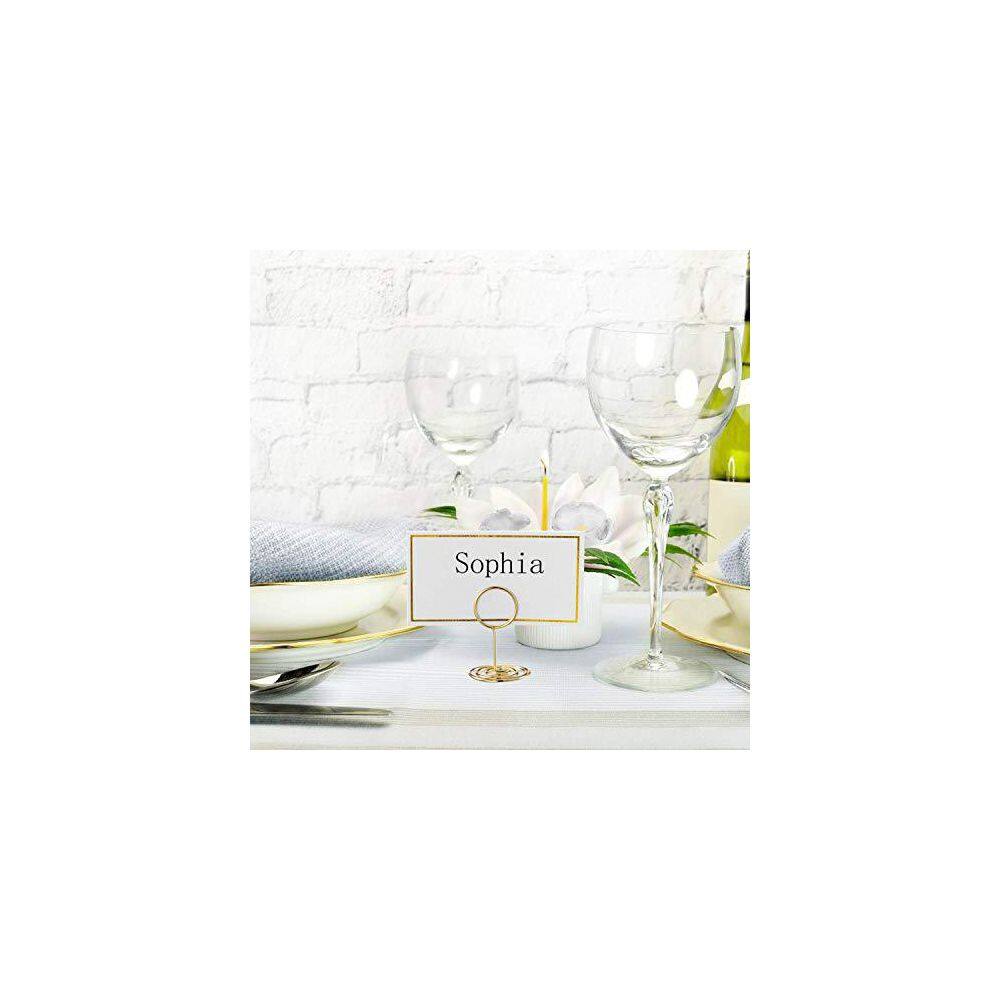 1.2 in. W x 2 in. H Gold Solid Metal Card Holders (Set of 24) - Hercitys